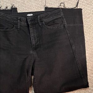 Old navy black jeans high waisted crop size 8 long wide leg